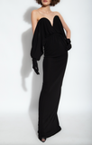 Saint Laurent Black Bustier with attached Gloves Gown Dress