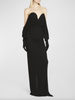 Saint Laurent Black Bustier with attached Gloves Gown Dress