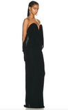 Saint Laurent Black Bustier with attached Gloves Gown Dress