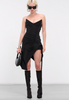 Mugler Black Asymmetric Bustier Slit Mini Corset Dress
