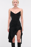 Mugler Black Asymmetric Bustier Slit Mini Corset Dress