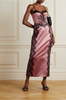 Gucci Pink Black Silk Lace Cut Out Corset Dress Gown