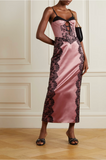 Gucci Pink Black Silk Lace Cut Out Corset Dress Gown
