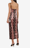 Gucci Pink Black Silk Lace Cut Out Corset Dress Gown
