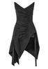 Mugler Black Asymmetric Bustier Slit Mini Corset Dress