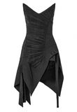 Mugler Black Asymmetric Bustier Slit Mini Corset Dress