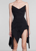 Mugler Black Asymmetric Bustier Slit Mini Corset Dress