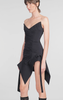 Mugler Black Asymmetric Bustier Slit Mini Corset Dress