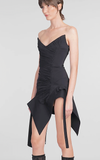 Mugler Black Asymmetric Bustier Slit Mini Corset Dress