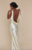Mirror Palais Yellow Silk Open Back Draped Dress Gown