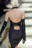 Gucci Black Silk Satin Bodycon Cut Out Open Back Corset Halter Dress FW2003