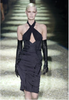Gucci Black Silk Satin Bodycon Cut Out Open Back Corset Halter Dress FW2003