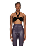 Saint Laurent Black Velvet Criss-Cross Halter Bra Top