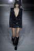 Saint Laurent Black Sequin Crystal Shoulder Deep V Cut Out Dress
