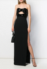 Saint Laurent Black Sequin Bow Cut Out Slit Gown