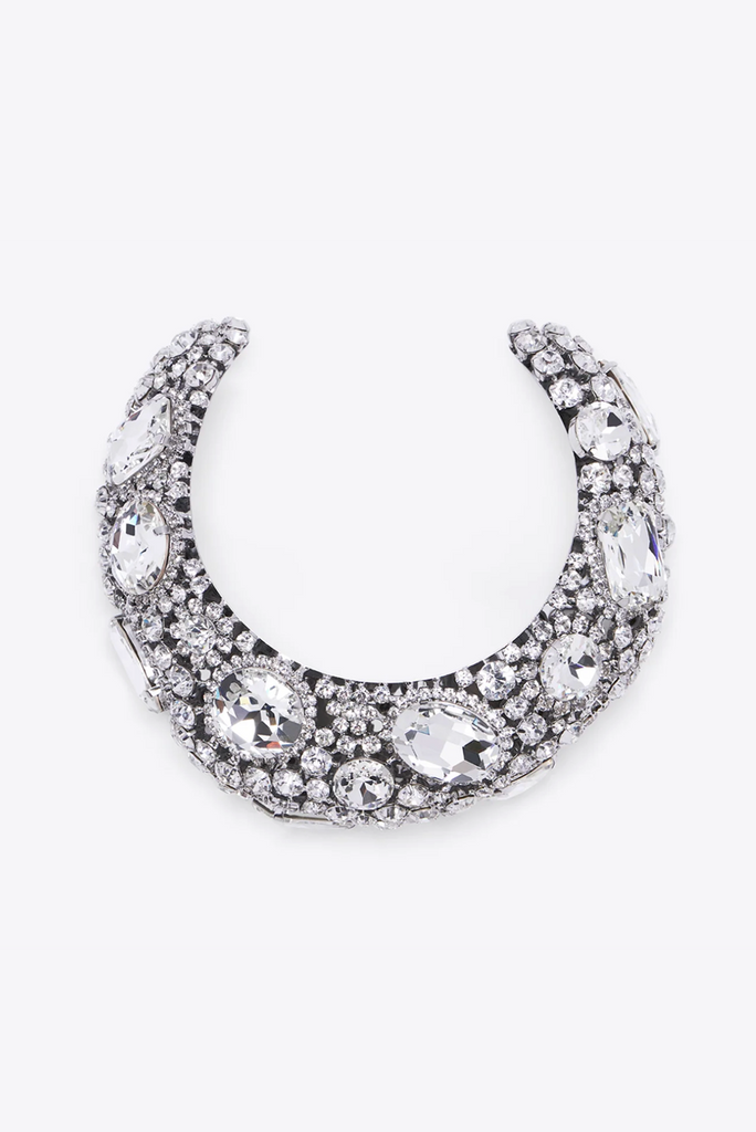 Area XL Silver Crystal Slip-On Collar Necklace