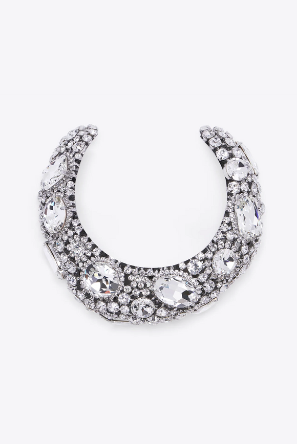 Area XL Silver Crystal Slip-On Collar Necklace