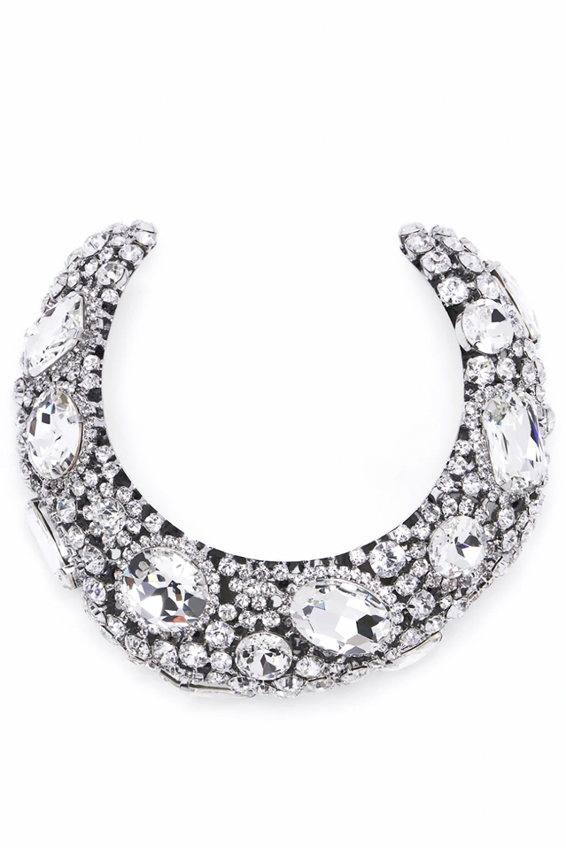 Area Silver XL Crystal Slip-On Collar Necklace