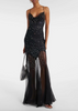 Rabanne Black Crystal Embellished Chiffon Sheer Gown