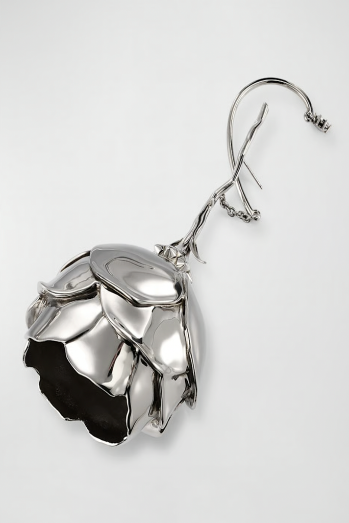 Alexander McQueen Silver XL Rose Ear Cuff Earring