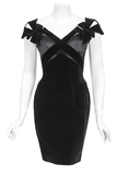 Mugler Black Velvet & Satin Bows Cut Out Dress