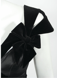 Mugler Black Velvet & Satin Bows Cut Out Dress