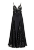 Rodarte Black Lace Sheer Floral Embroidered Slip Dress Gown