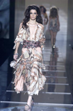 Roberto Cavalli Pink Sheer Chiffon Ruffle Print Cut Out Draped Dress Runway SS2004