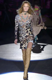 Roberto Cavalli Brown Black Checkered Leopard Print Halter Dress Runway FW2003