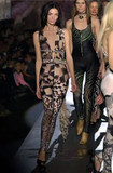 Roberto Cavalli Brown Black Checkered Leopard Print Halter Dress Runway FW2003