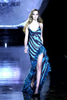 Roberto Cavalli Black & Blue Zebra Print High Slit Gown FW2000