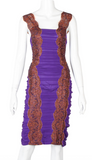 Dolce & Gabbana Purple Ruche Red Beaded Lace Dress