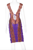 Dolce & Gabbana Purple Ruche Red Beaded Lace Dress