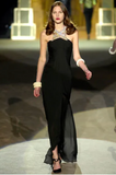 Roberto Cavalli Black Iridescent Gemstone Color Ruched Open Back Dress Gown
