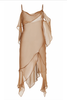 Mirror Palais Brown Sheet Draped Asymmetric Slip Dress