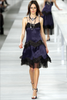 Chanel Blue Black Paneled Ruffle Tulle Dress Runway SS2004