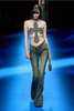 Blumarine Blue Denim Studded Cross Open Back Top