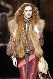 Roberto Cavalli Brown Multi Color Gemstone Fur Vest