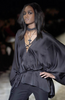 Gucci Black Silk Satin Longsleeve Plunging Neckline Blouse FW2002