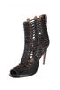 Aquazurra Black Leather Braided Laced Cut Out Heel Boot Shoe