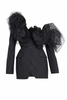 Alexander McQueen Black Tulle Ruffle Poof Shoulder Suit Blazer