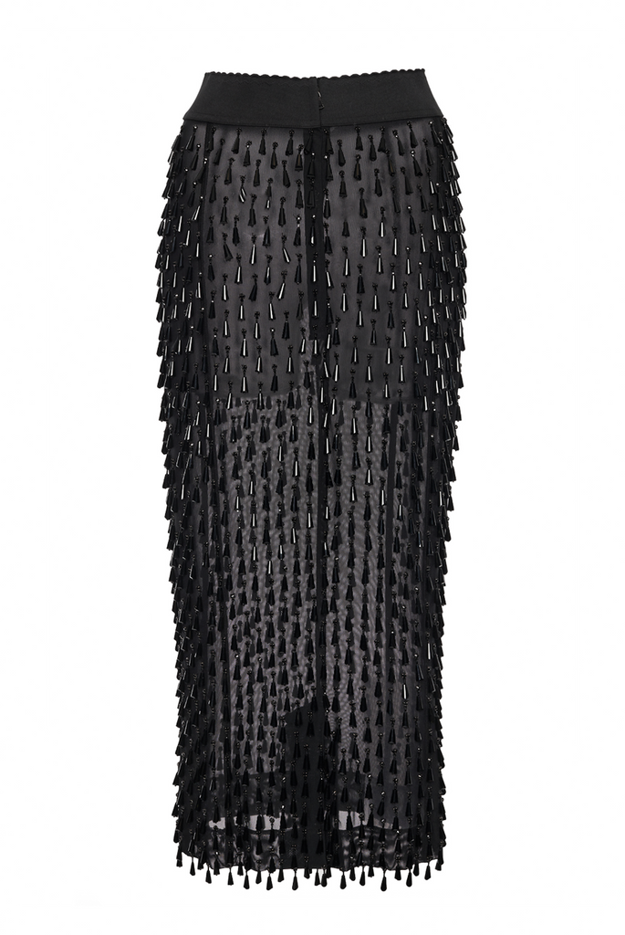 Dolce & Gabbana Black Sheer Crystal Embellished Skirt