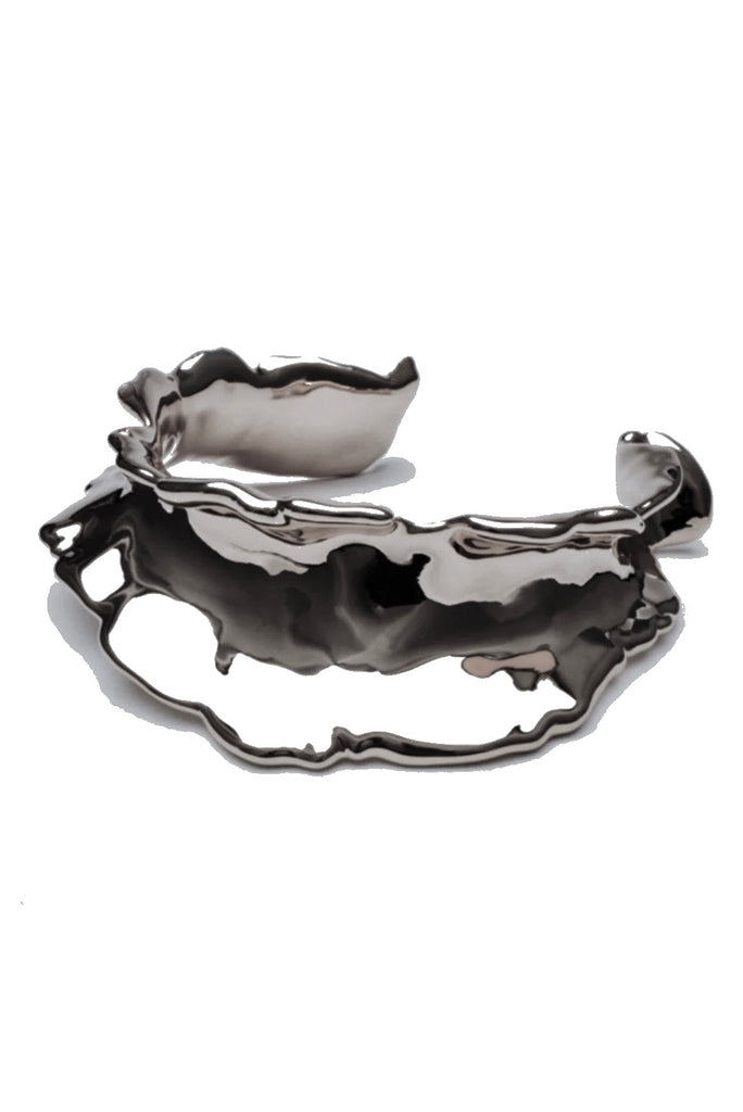Defaïence Silver Abstract Ripple Concave Slip On Collar Necklace
