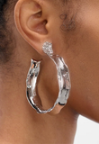 Defaïence Silver Abstract Concave Hoop Earrings