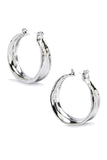 Defaïence Silver Abstract Concave Hoop Earrings