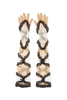 Aniye Records Black Creme White Sheer Lace Ruffle Gloves