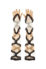 Aniye Records Black Creme White Sheer Lace Ruffle Gloves