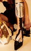 Aniye Records Sheer Black Tan White Lace Bow Tight Stockings