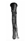 Aniye Records Black Sheer Lace Drape String Thigh High Stockings