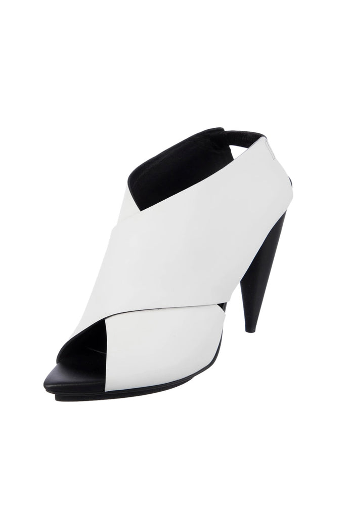 Proenza Schouder Black White Leather Open Toe Heel Shoe